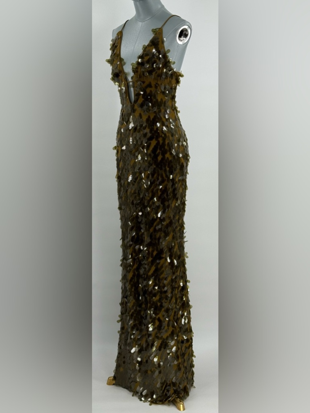 🆕 MISHA COLLECTION 🧿 NWOT Sapphire Sequins Maxi Dress, Olive - Sz L US 8 - Picture 11 of 16